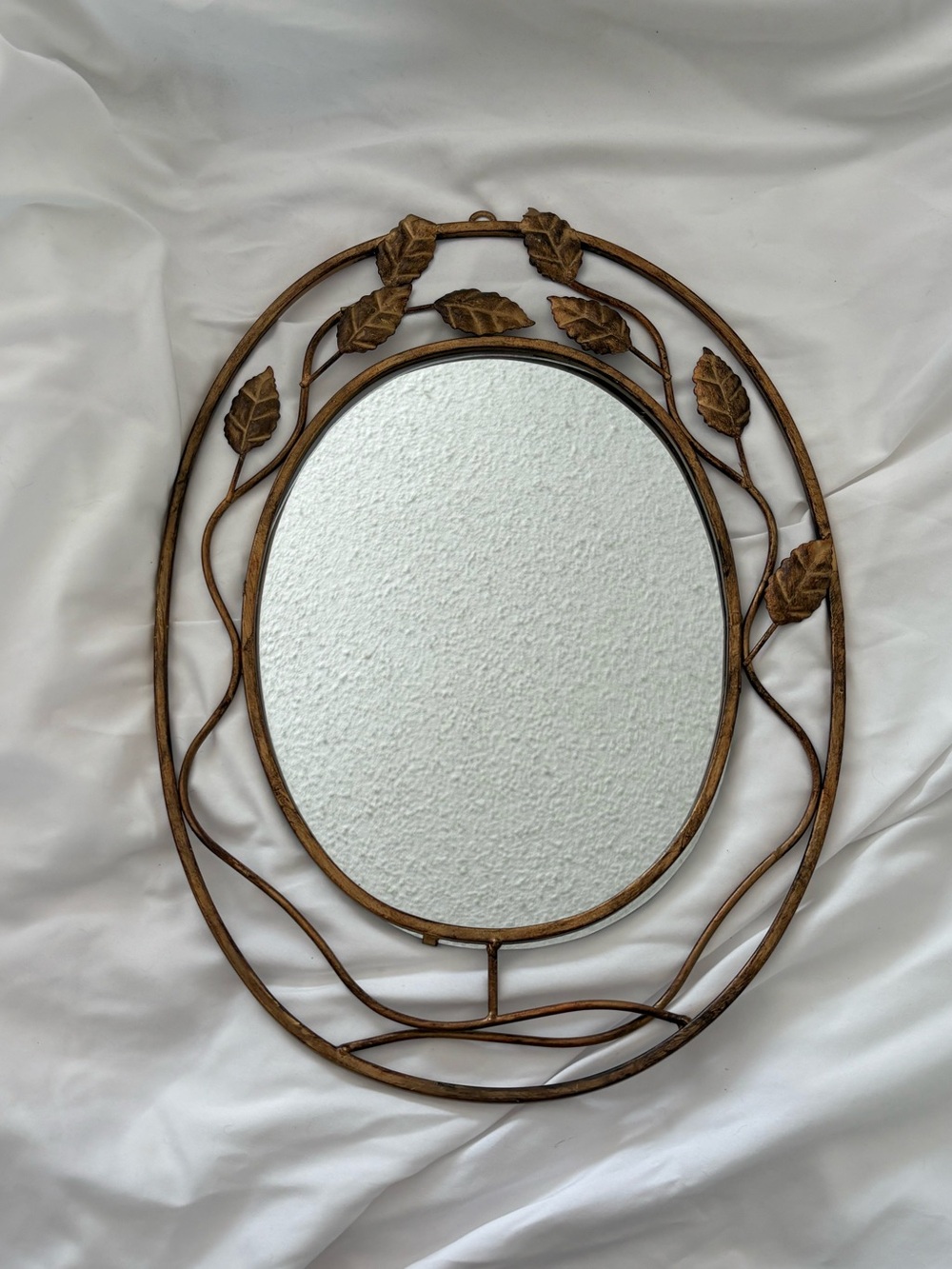 Vintage gold leaf metal mirror wall hanging home decor